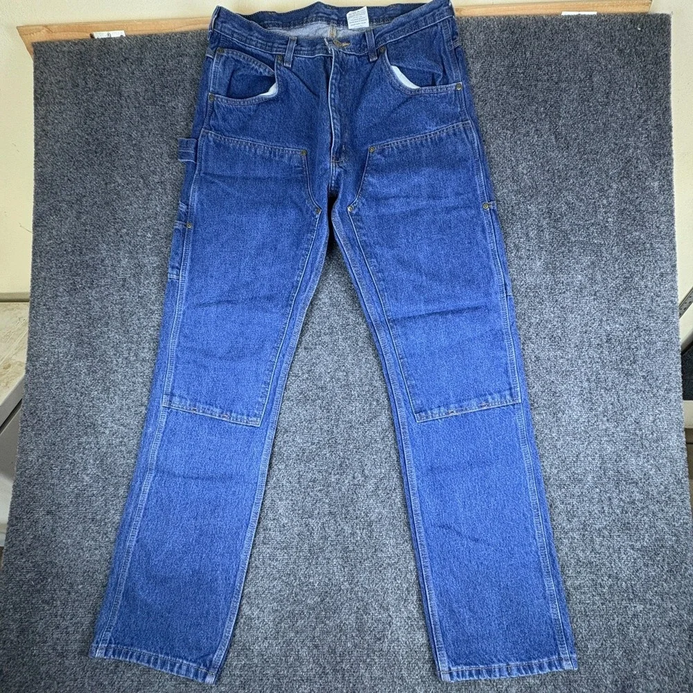 Key Apparel Carpenter Jeans Mens 34x33‎ Blue Denim Dungaree Cotton Double Front